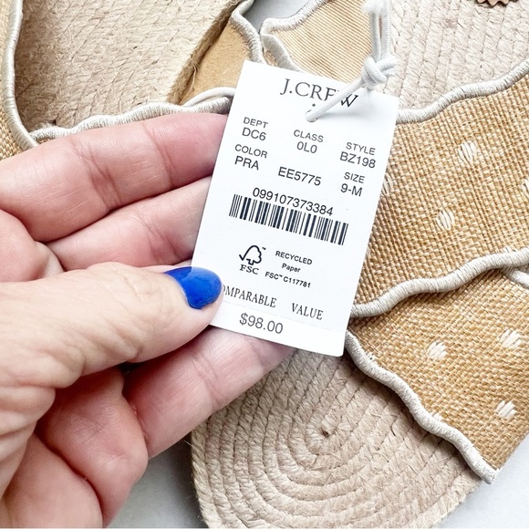 2/25 J Crew Scalloped polka-dot slide sandals NEW Womens size 9 slip on - Picture 6 of 6